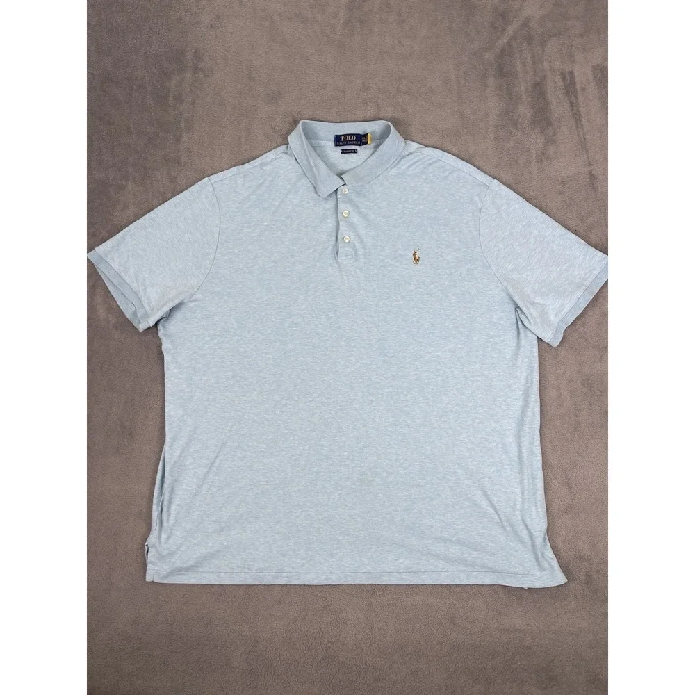 Polo Ralph Lauren Polo Shirt Mens XXL Blue Heather Golf Casual Color Pony Logo